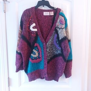 Jaclyn Smith VINTAGE Colorful Women's Sweater Cardigan
